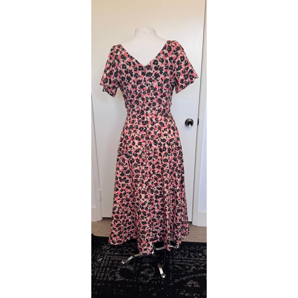 NWOT Tanya Taylor Lonna Floral Twisted Midi Dress in Shell Pink Size 4 - Picture 4 of 5